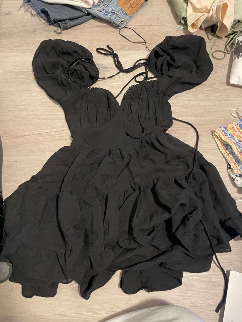 Princess Polly Black Puff-Sleeve Mini Dress